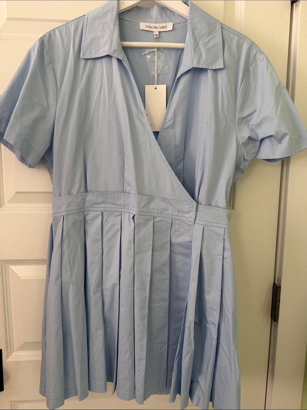 Light Blue Short Sleeve Pleated Romper